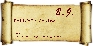 Bollók Janina névjegykártya